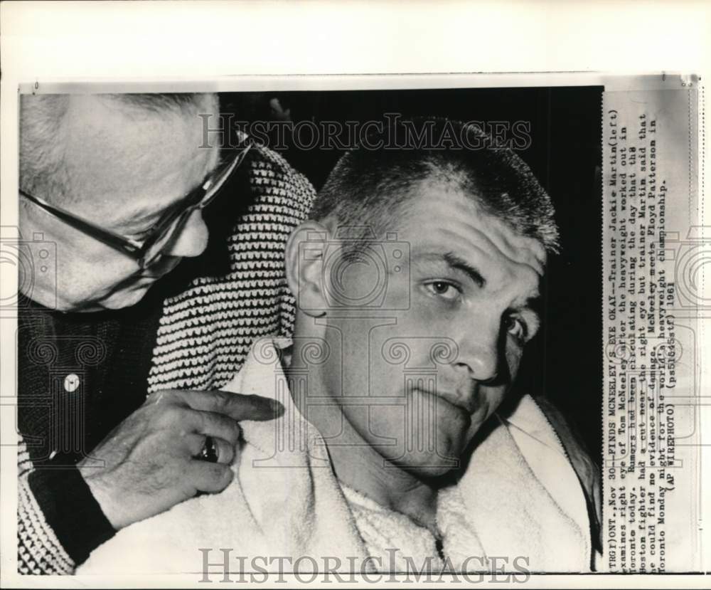 1961 Press Photo Trainer Jackie Martin &amp; boxer Tom McNeeley, Ontario, Canada- Historic Images