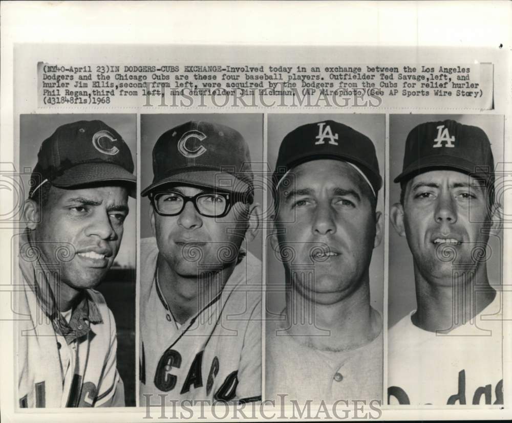 1968 Press Photo Portraits of Chicago Cubs&#39; Ted Savage &amp; fellow baseball players- Historic Images