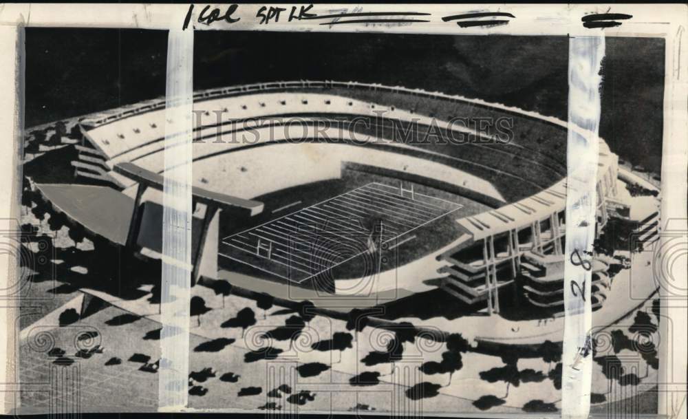 1965 Press Photo Model Of Multi-Purpose Stadium Approved In San Diego California- Historic Images