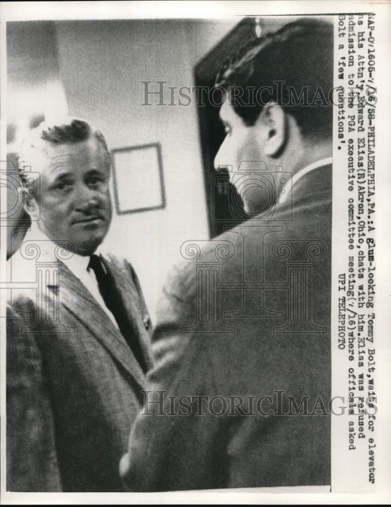 1958 Press Photo Golfer Tommy Bolt And Attorney Edward Elias In Philadelphia- Historic Images