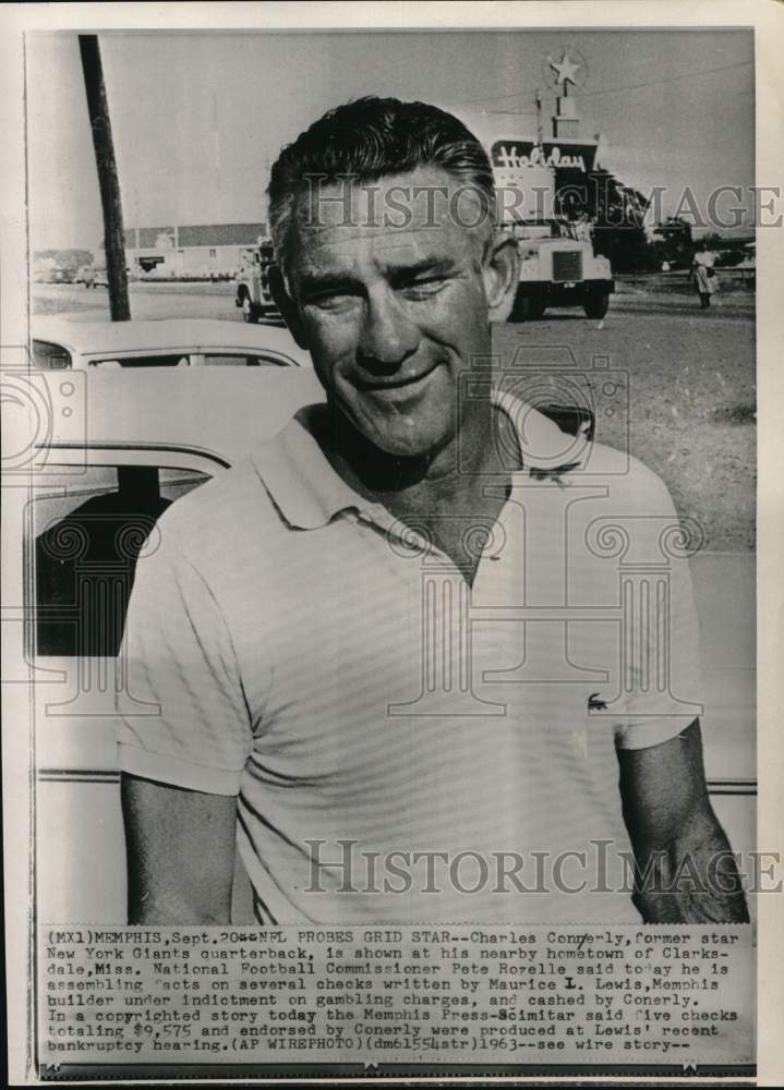 1963 Press Photo Former Giants' football player Charles Conerly, Memphis, TN- Historic Images