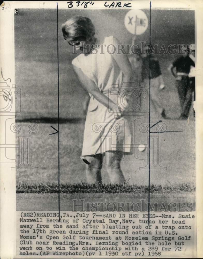 1968 Press Photo Susie Maxwell Berning, Women&#39;s Open Golf Tournament, PA- Historic Images