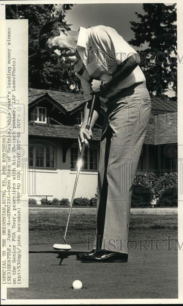 1989 Press Photo Golfer Don Beis at practice, Seattle, Washington - pis04424- Historic Images
