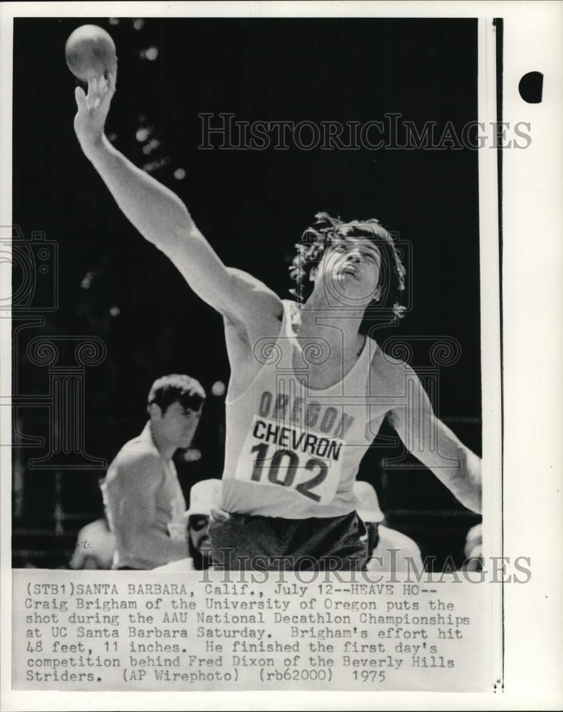 1975 Press Photo Craig Brigham, AAU National Decathlon Championships, California- Historic Images
