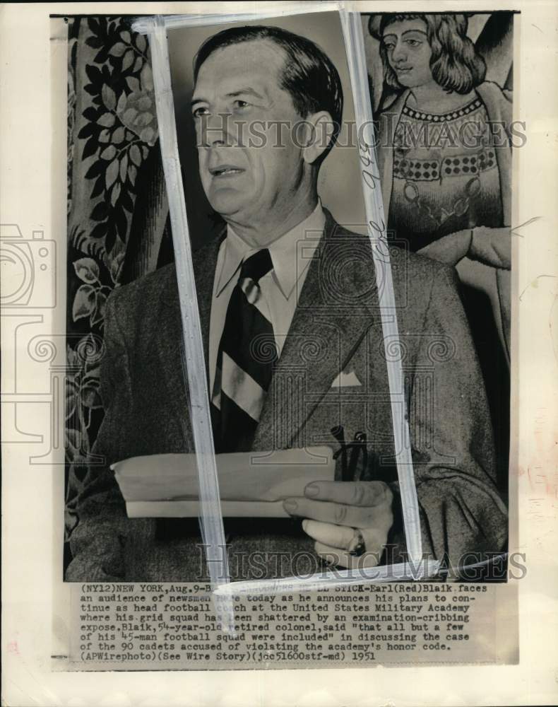 1951 Press Photo U.S. Military Academy's football Earl Blaik, New York- Historic Images