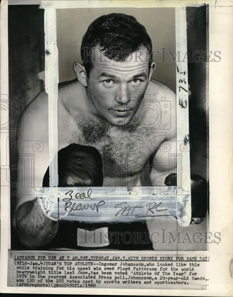 1960 Press Photo Heavyweight boxing champion Ingemar Johansson - pis04476- Historic Images