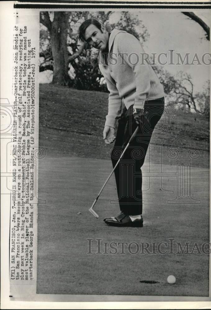 1971 Press Photo San Francisco 49ers&#39; John Brodie plays golf, San Francisco- Historic Images