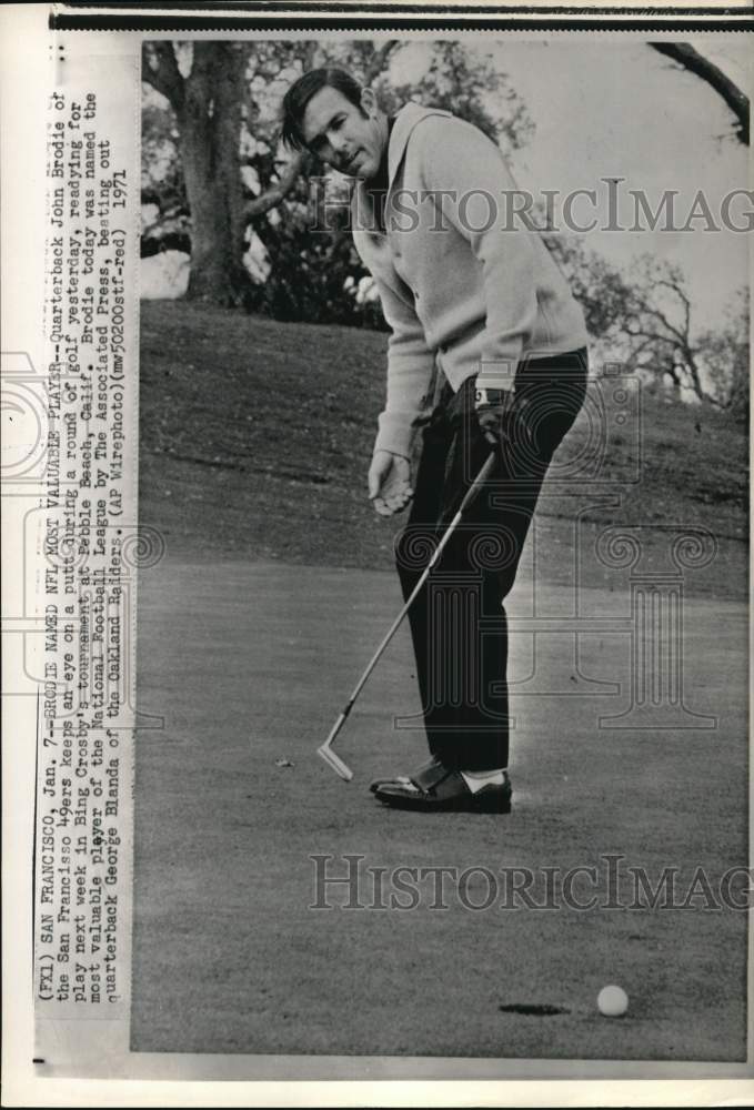 1971 Press Photo San Francisco 49ers' John Brodie plays golf, San Francisco- Historic Images