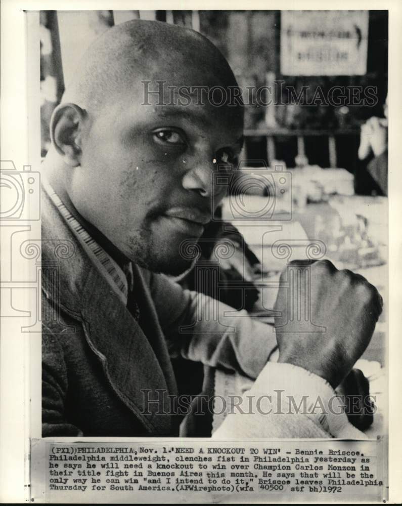 1972 Press Photo Middleweight boxer Bennie Briscoe, Philadelphia - pis04573- Historic Images