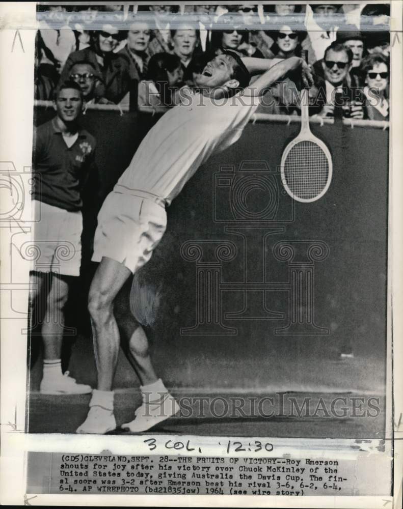 1964 Press Photo Australian tennis player Roy Emerson, Davis Cup, Cleveland, OH- Historic Images