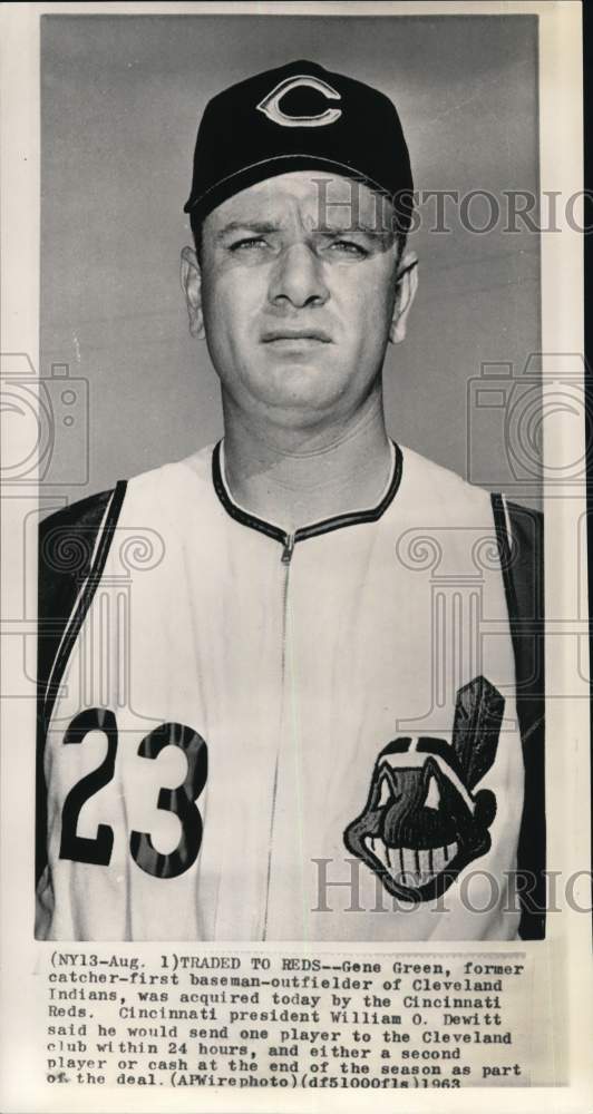 1963 Press Photo Cleveland Indians catcher Gene Green - pis04666- Historic Images