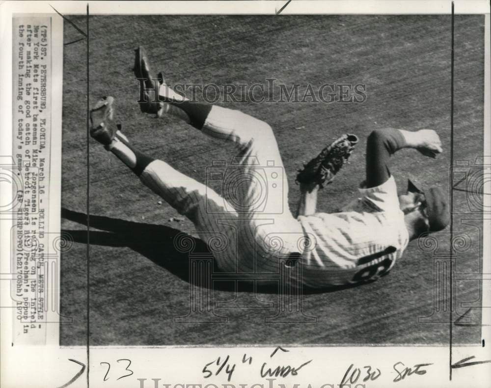 1970 Press Photo New York Mets' Mike Jorgenson during game, St. Petersburg, FL- Historic Images