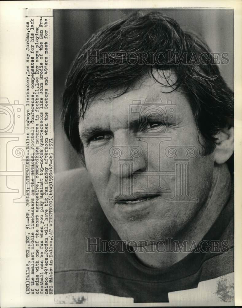 1971 Press Photo Dallas Cowboys' linebacker Lee Roy Jordan, Dallas, Texas- Historic Images