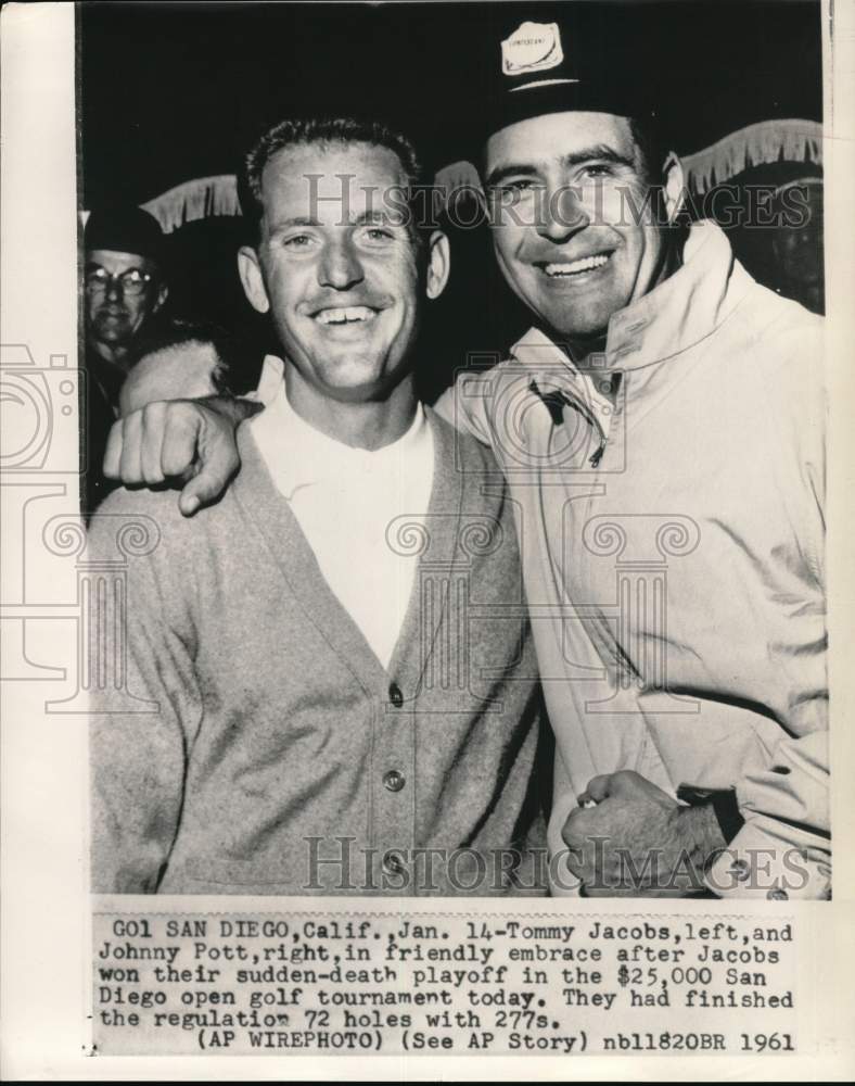 1961 Press Photo Golfers Tommy Jacobs &amp; Johnny Pott, San Diego Open Tourney, CA- Historic Images