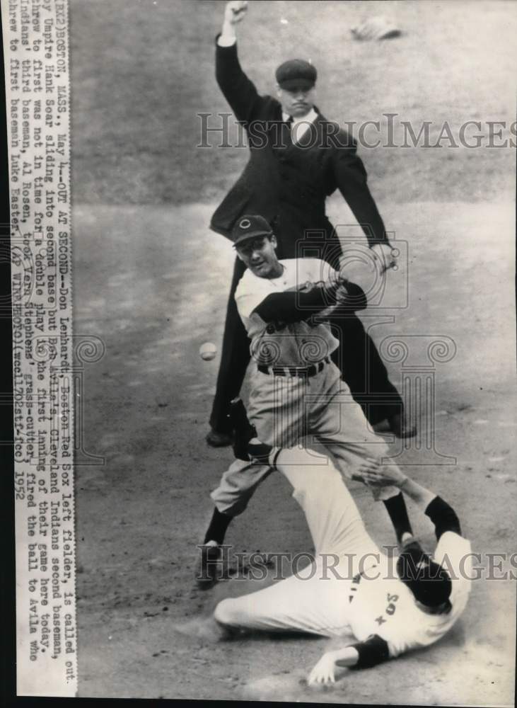 1952 Press Photo Indians' baseball player Bob Avila, Don Lenhardt, Hank Soar, MA- Historic Images