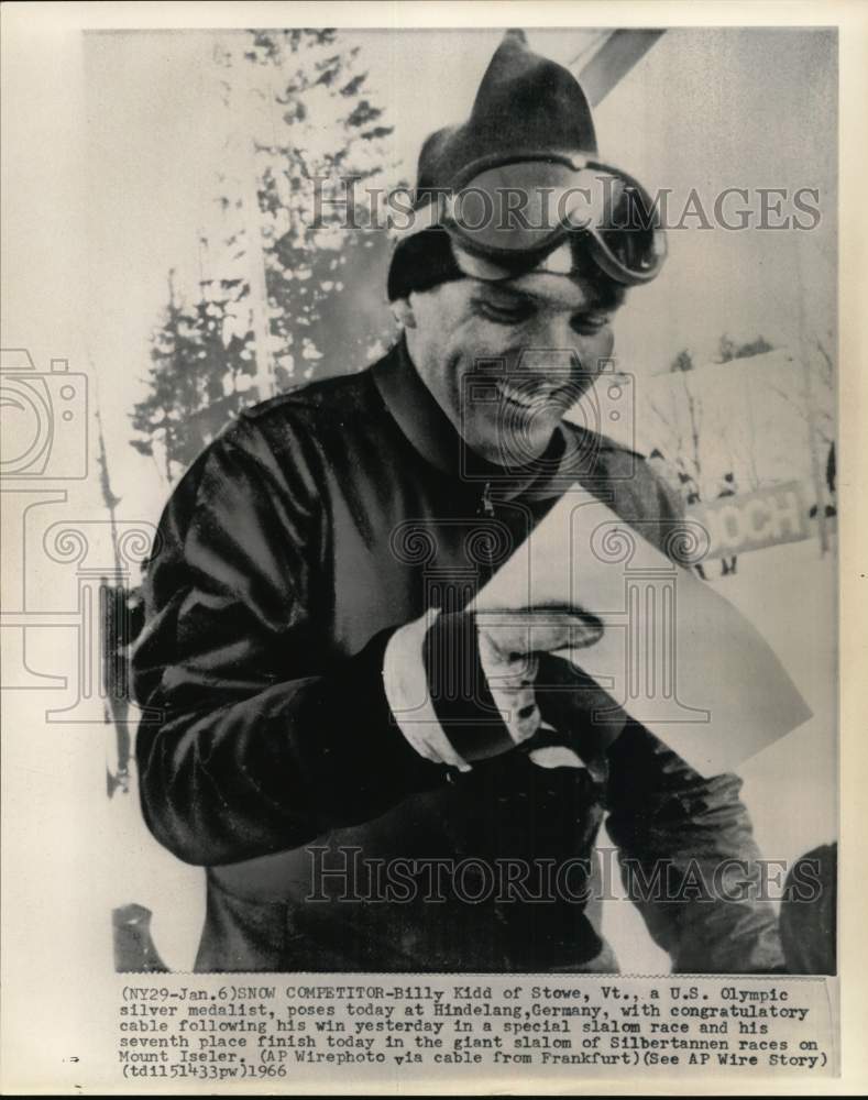 1966 Press Photo Skier Billy Kidd, Silbertannen races, Hindelang, Germany- Historic Images