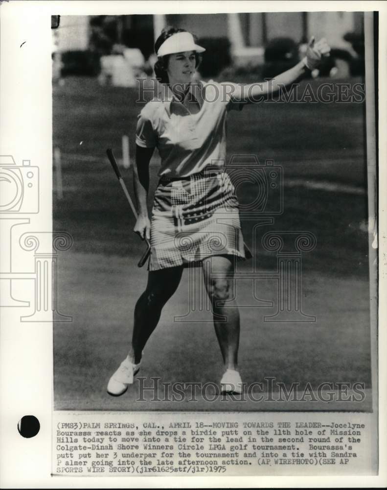 1975 Press Photo Golfer Jocelyne Bourassa during game, Palm Springs, California- Historic Images