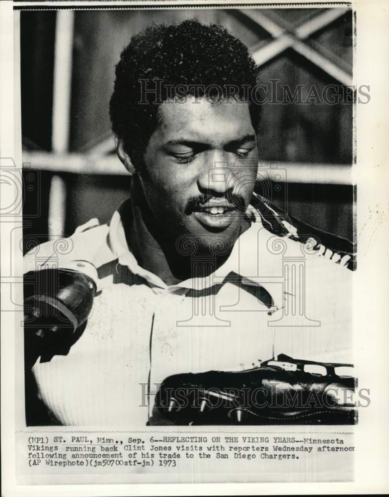 1973 Press Photo Vikings' football player Clint Jones, St. Paul, Minnesota- Historic Images