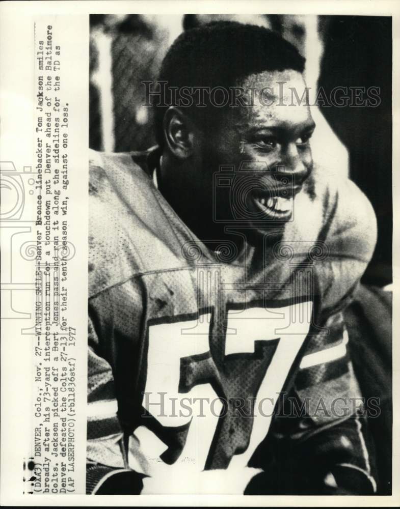1977 Press Photo Denver Bronco football player Tom Jackson, Colorado - pis04878- Historic Images