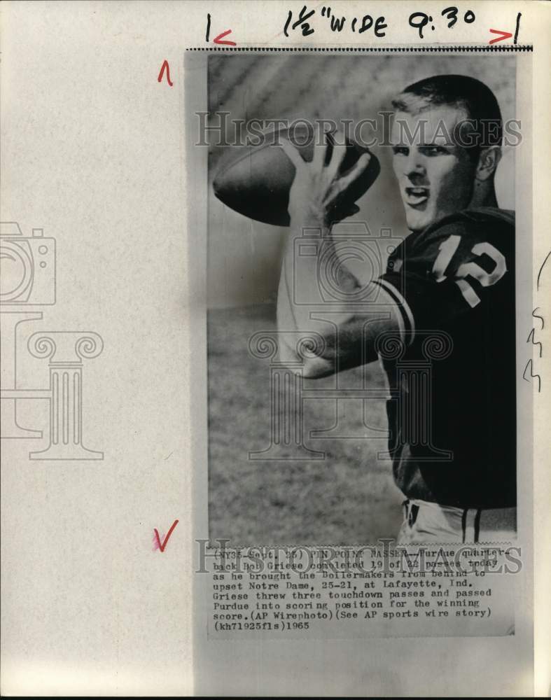 1965 Press Photo Boilermakers football player Bob Griese, Lafayette, Indiana- Historic Images