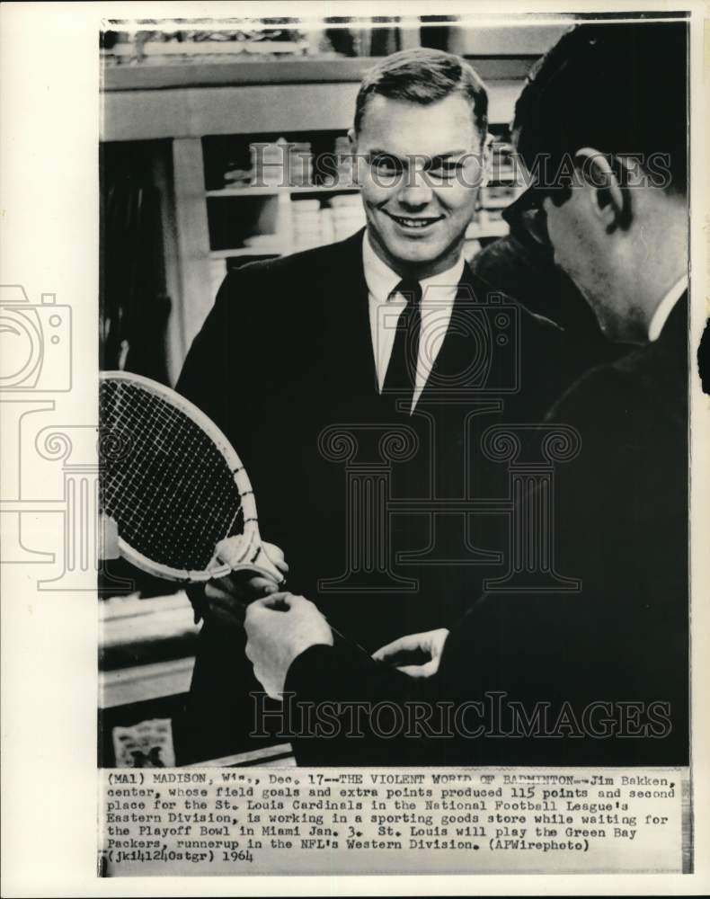 1964 Press Photo Cardinals&#39; football player Jim Bakken, Madison, Wisconsin- Historic Images