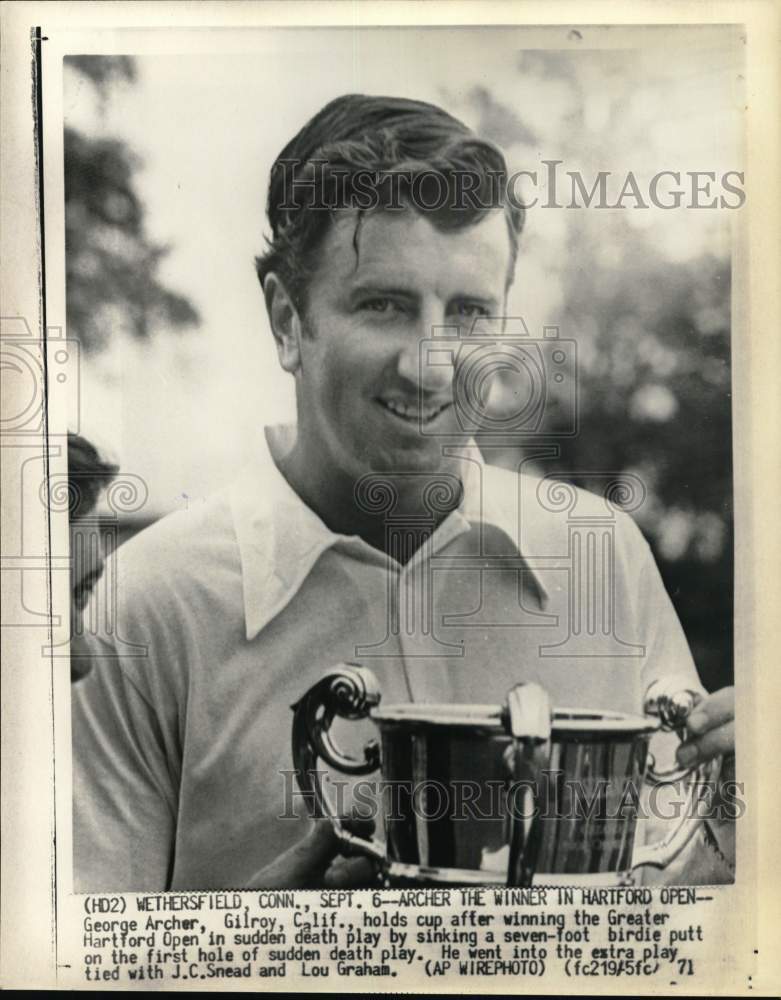 1971 Press Photo Golfer George Archer wins Greater Hartford Open, Gilroy, CA- Historic Images