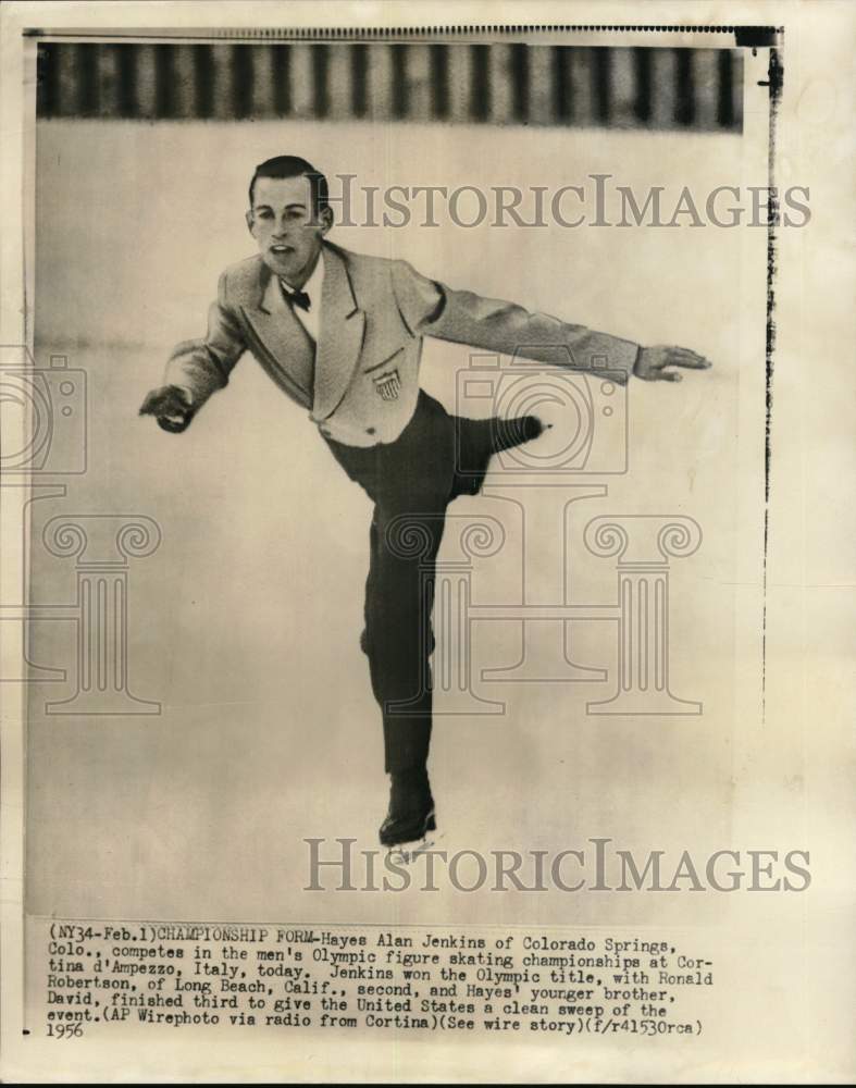 1956 Press Photo Hayes Alan Jenkins, Olympic Figure Skating Championships, Italy- Historic Images