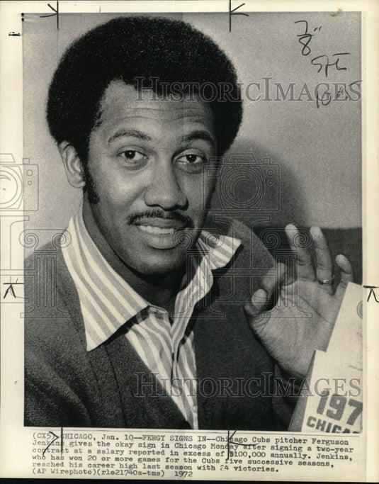 1972 Press Photo Chicago Cubs' baseball pitcher Ferguson Jenkins, Illinois- Historic Images