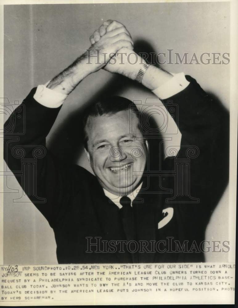 1954 Press Photo Businessman Arnold Johnson, New York - pis04959- Historic Images