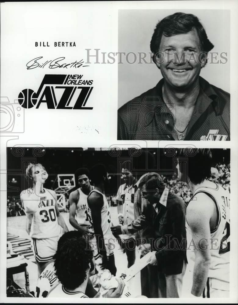 1978 Press Photo Bill Bertka with New Orleans Jazz team members, Basketball- Historic Images
