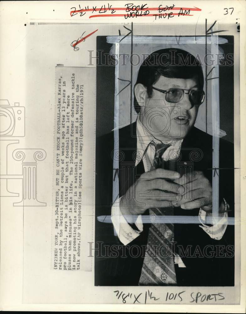 1971 Press Photo Former Detroit Lions&#39; football player Alex Karras - pis05033- Historic Images
