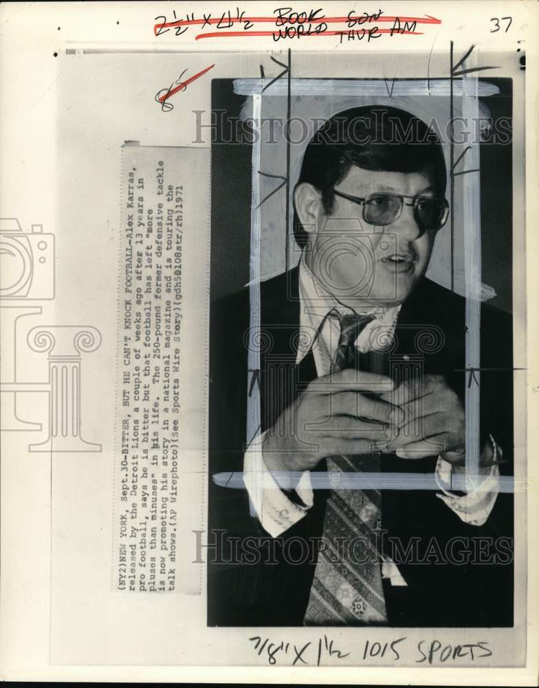 1971 Press Photo Former Detroit Lions' football player Alex Karras - pis05033- Historic Images