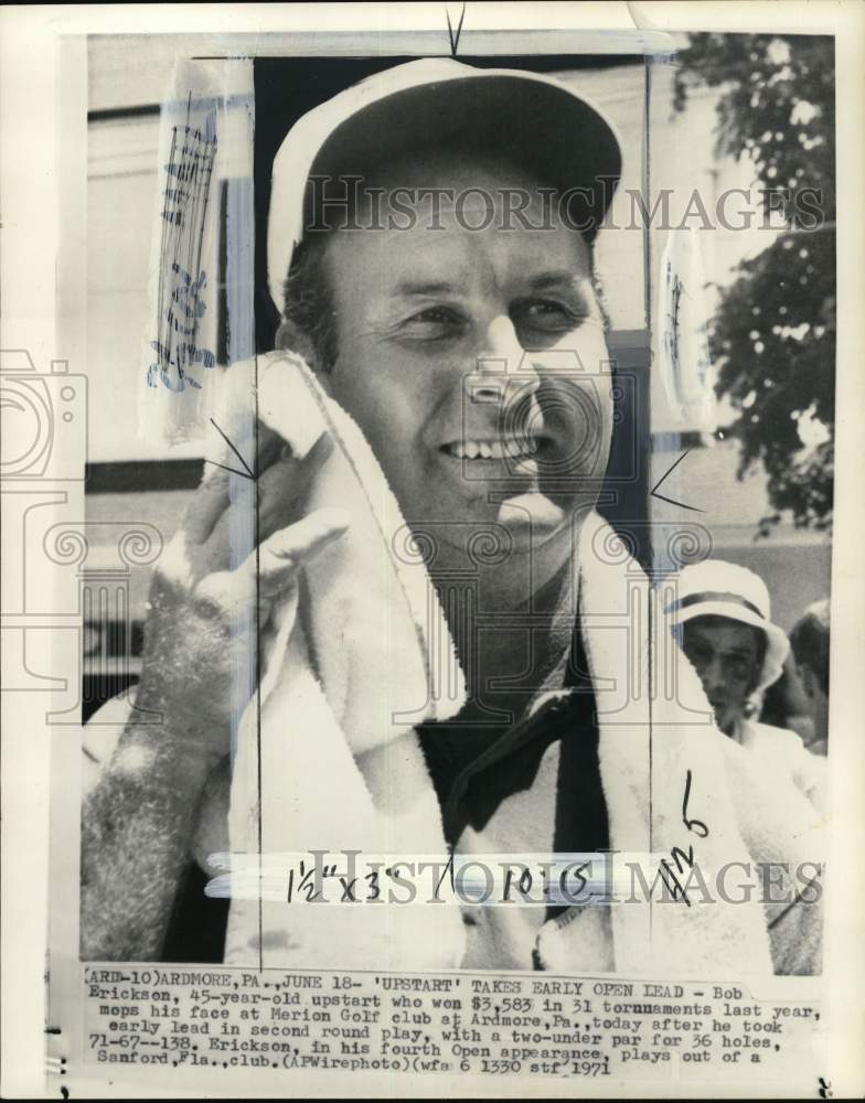 1971 Press Photo Bob Erickson in golf tournament at Ardmore, Pennsylvania- Historic Images