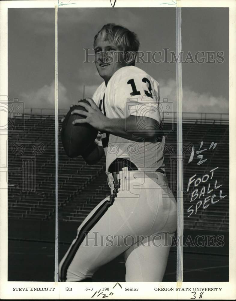 1971 Press Photo Oregon State University football player Steve Endicott- Historic Images