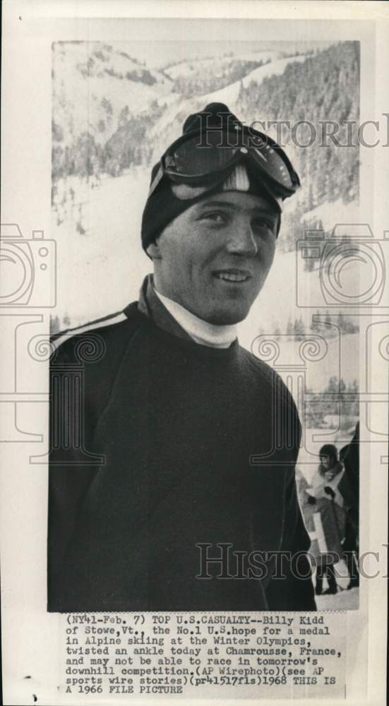 1966 Press Photo United States Olympic Alpine Skier Billy Kidd Of Stowe, Vermont- Historic Images