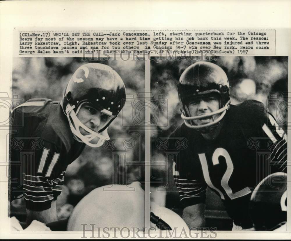 1967 Press Photo Chicago Bears football players Jack Concannon &amp; Larry Rakestraw- Historic Images