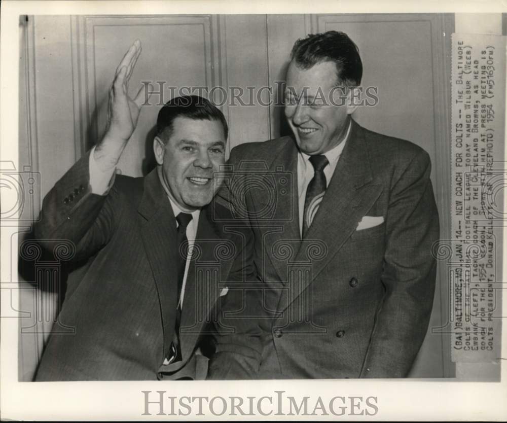 1954 Press Photo Colts Football Weeb Ewbank And President Donald Kellitt- Historic Images