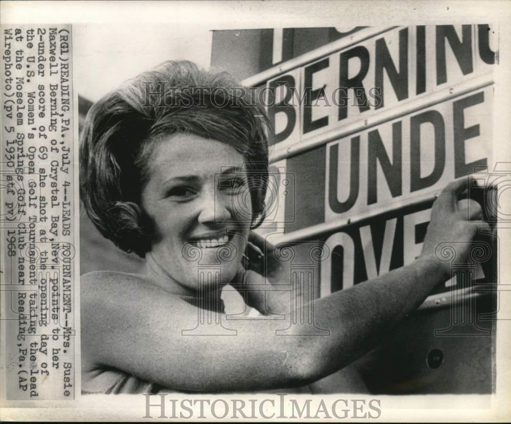 1968 Press Photo Mrs Susie Maxwell Berning, US Women&#39;s Open Golf Tournament, PA- Historic Images