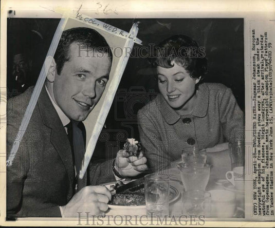 1959 Press Photo Champion boxer Ingemar Johansson & fiancee Birgit Lundgren, NY- Historic Images