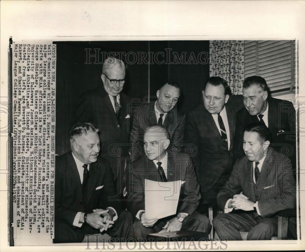 1967 Press Photo Baseball Commissioner William D. Eckert and Committee, New York- Historic Images