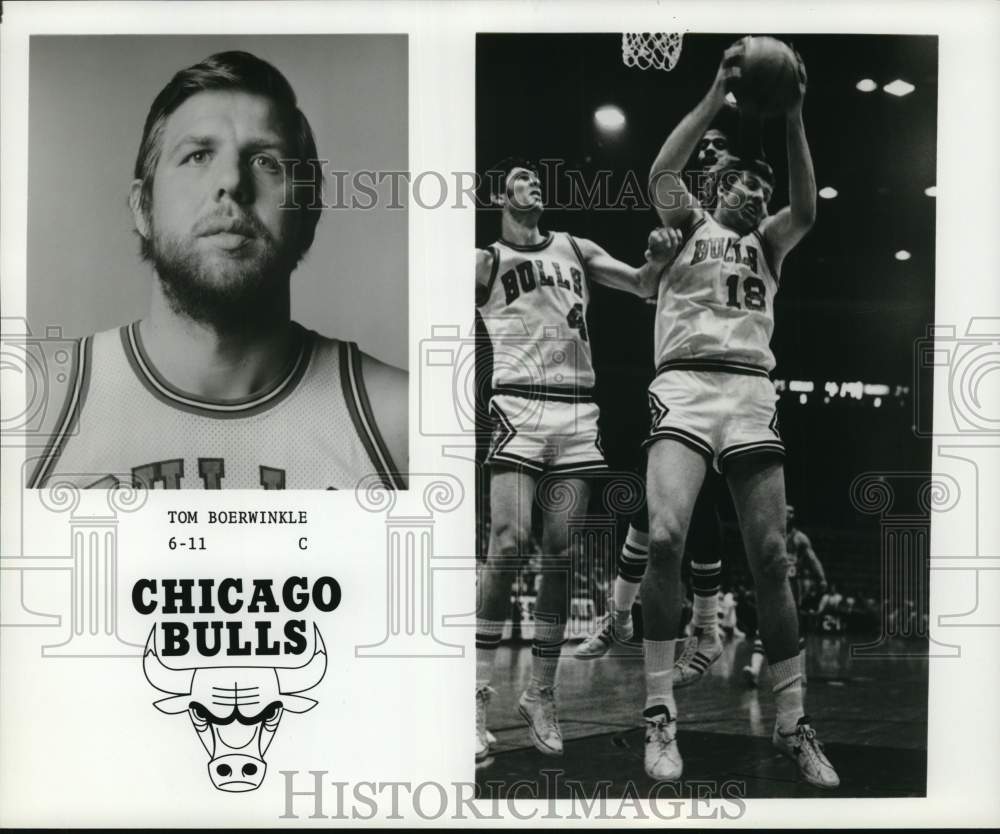 1975 Press Photo Shots of Chicago Bulls' basketball player Tom Boerwinkle- Historic Images