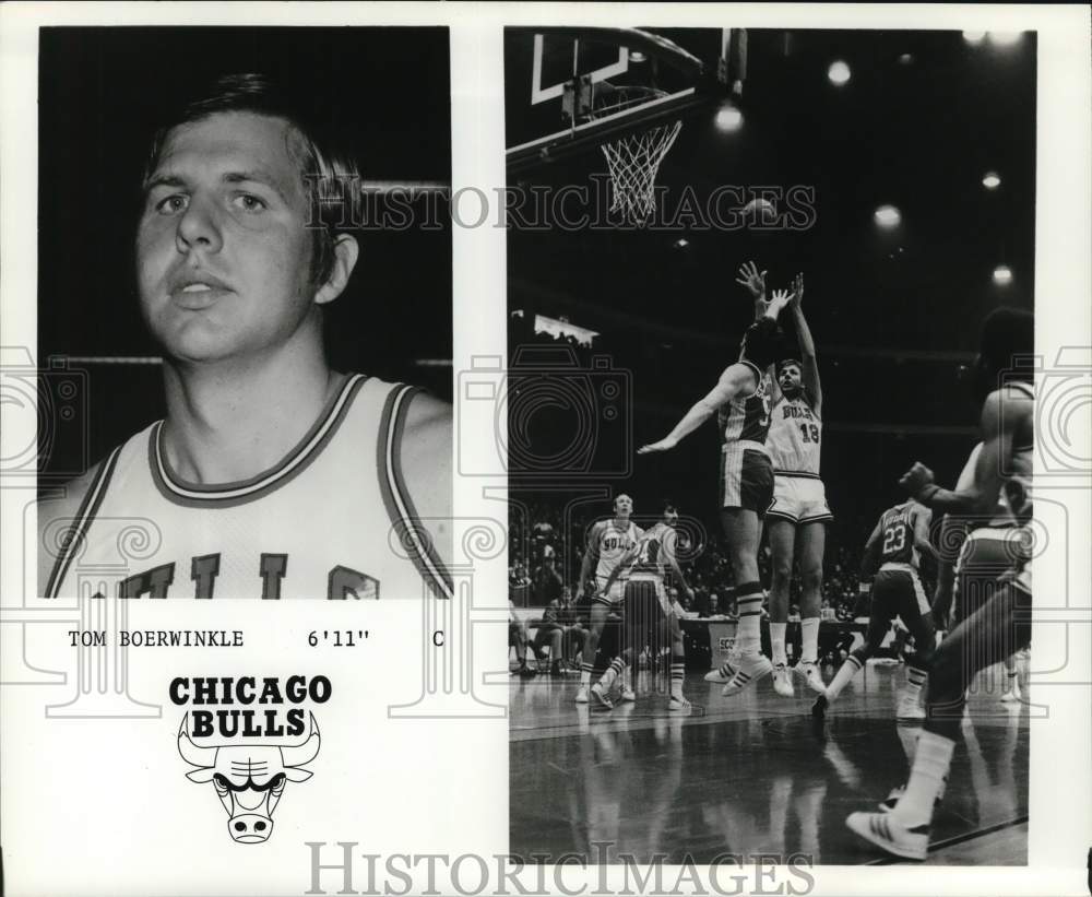 1975 Press Photo Shots of Chicago Bulls&#39; basketball player Tom Boerwinkle- Historic Images