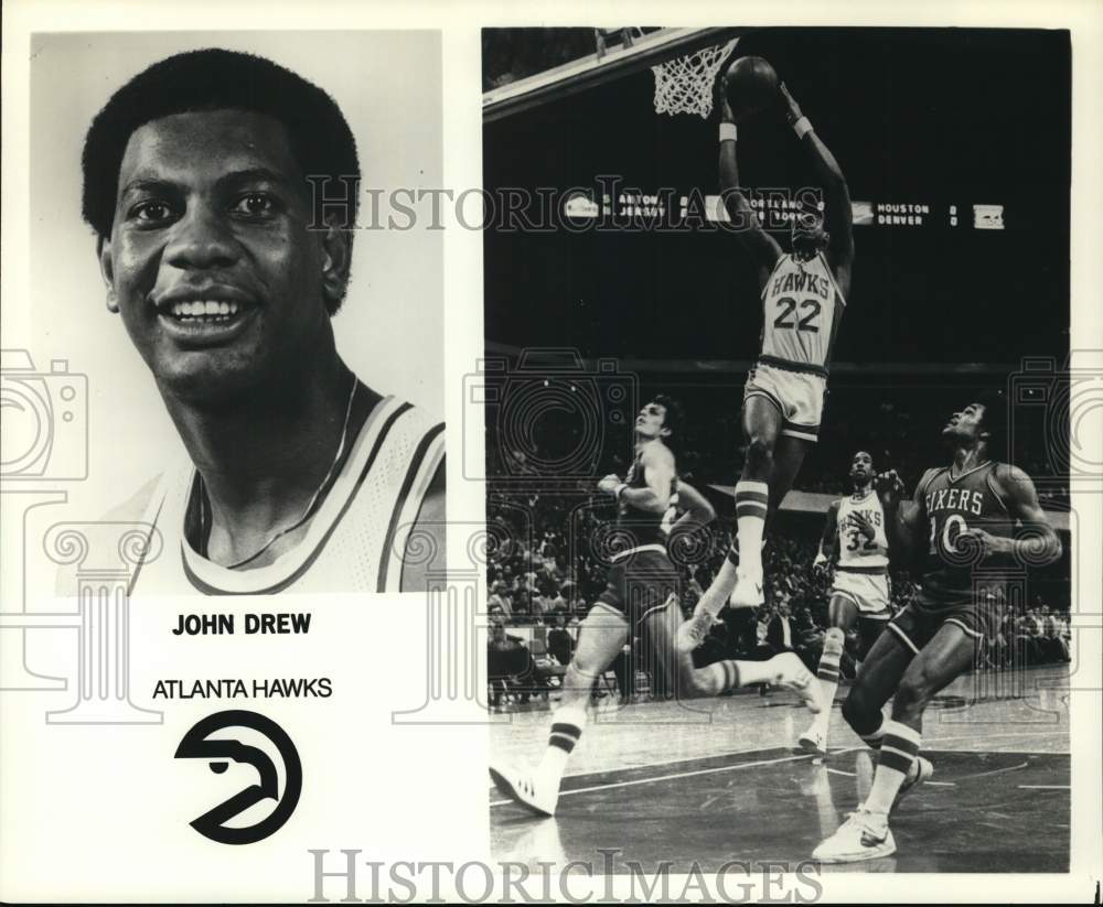 1979 Press Photo Shots of Atlanta Hawks' basketball player John Drew - pis05324- Historic Images