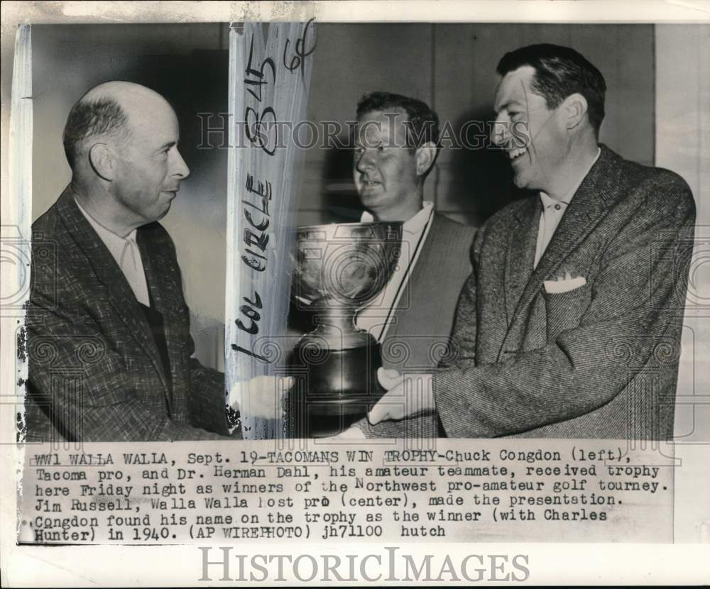 1940 Press Photo Golfers Chuck Congdon & Herman Dahl, Northwest pro-amateur, WA- Historic Images