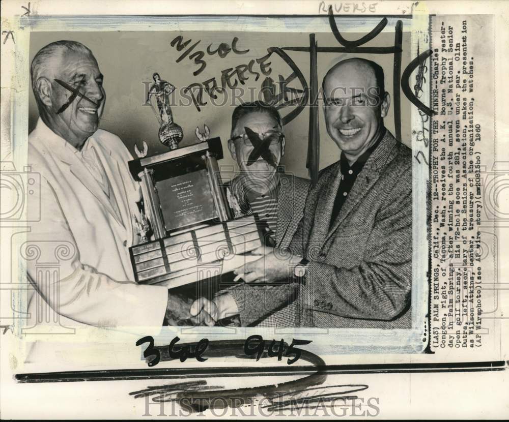 1960 Press Photo Golfer Charles Congdon wins US National Senior Open, California- Historic Images