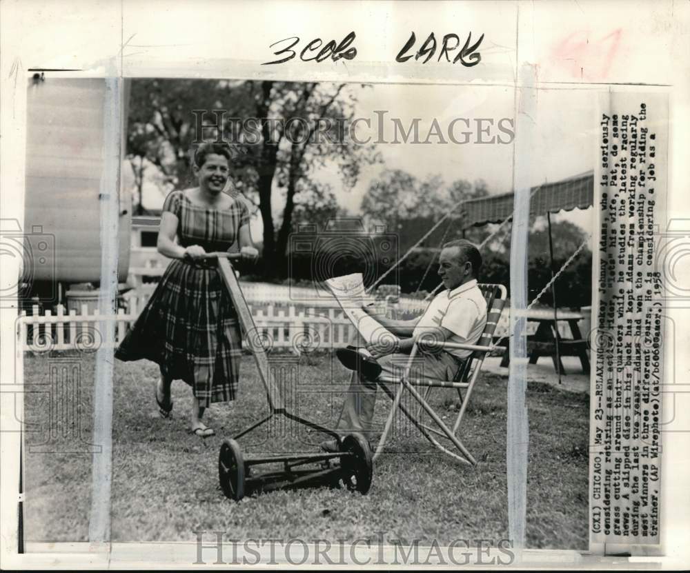1958 Press Photo Jockey Johnny Adams &amp; wife Pat Adams, Chicago - pis05355- Historic Images