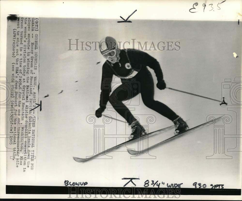 1965 Press Photo Skier Nancy Greene, National Alpine, Crystal Mountain, WA- Historic Images