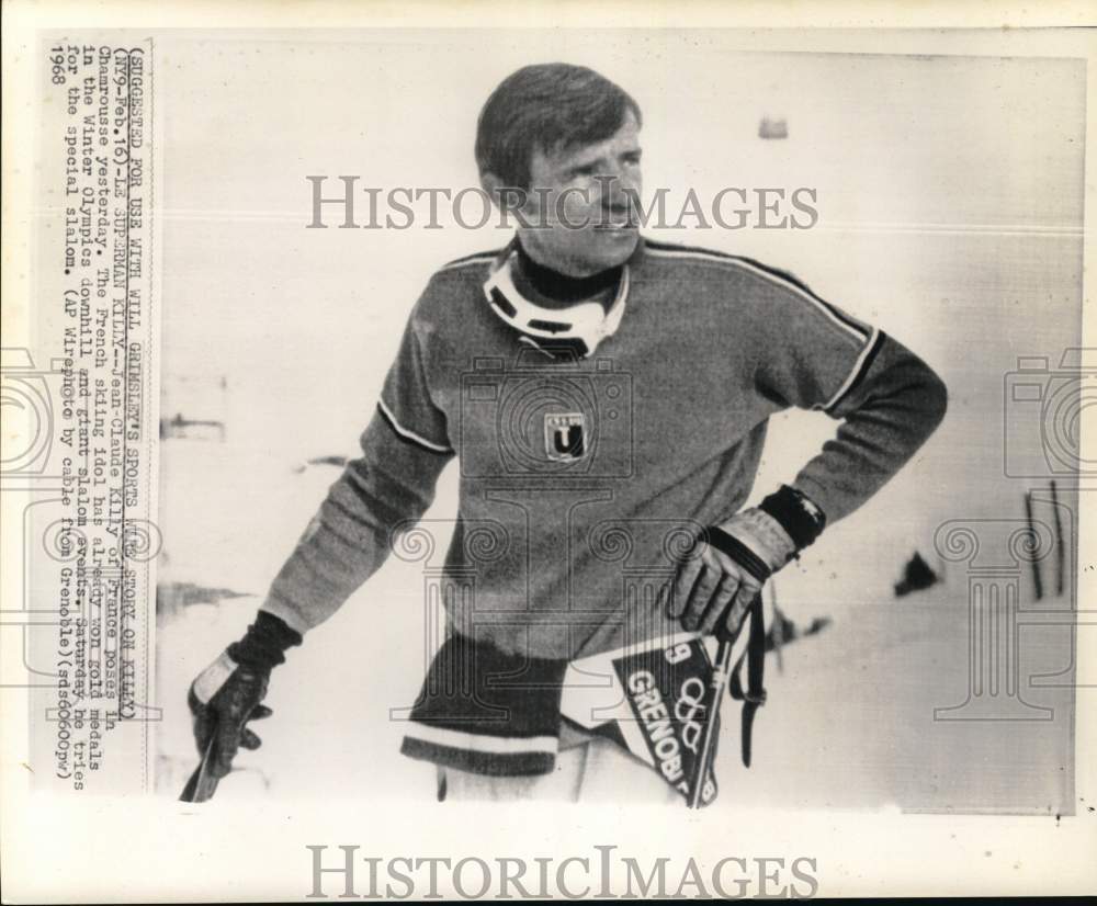 1968 Press Photo Skier Jean-Claude Killy, Winter Olympics, Chamrousse, France- Historic Images