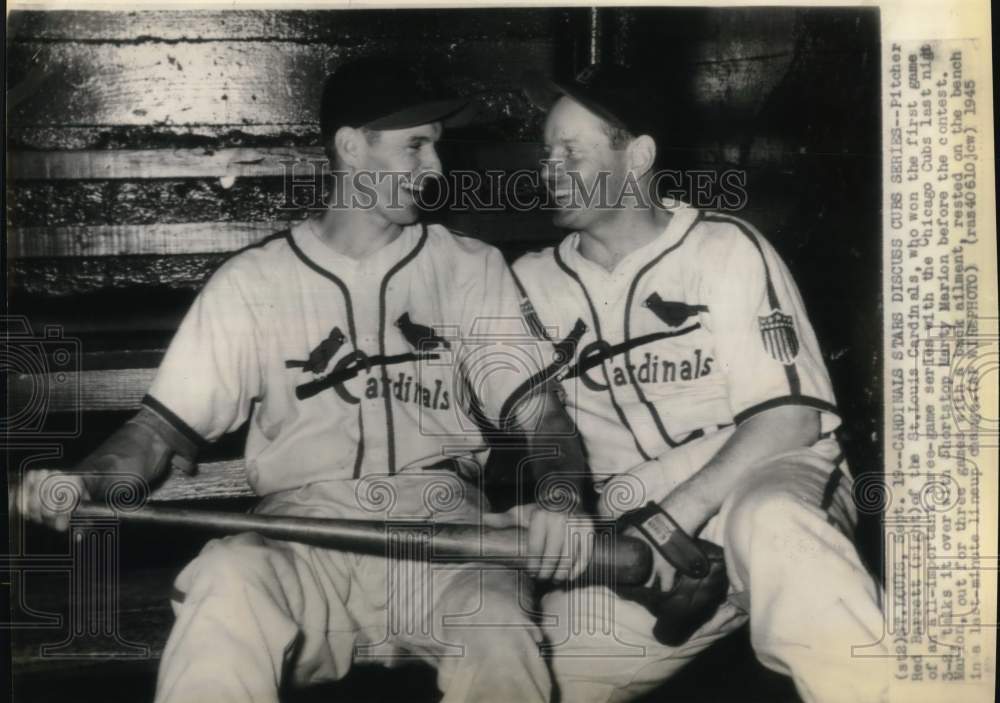 1945 Press Photo Cardinals' Marty Marion & Red Barrett, Baseball, St Louis- Historic Images