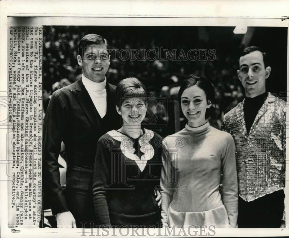 1968 Press Photo United States Olympic Ice Skating Team Members In Philadelphia- Historic Images